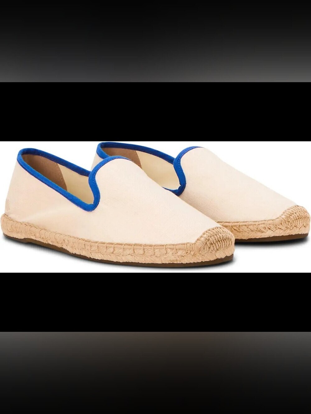 Soludos Cream Espadrilles with Blue Trim Sz8 Gentle Used